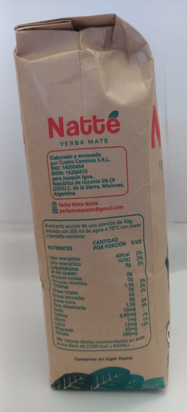 Yerba Mate Natte Orgánica 500g - Imagen 3