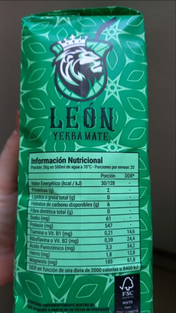 Yerba Mate León Barbacuá (ahumada) Agroecológica 500g - Imagen 2