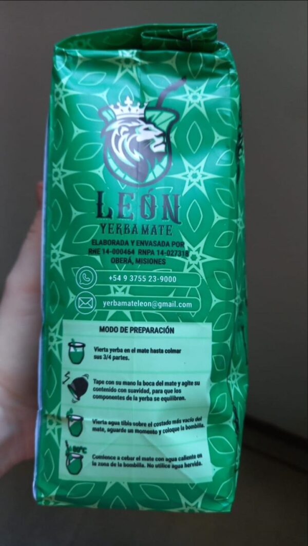 Yerba Mate León Barbacuá (ahumada) Agroecológica 500g - Imagen 3